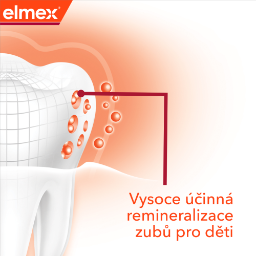 Ilustrace zubu s popisem: Vysoce účinná remineralizace zubů pro děti