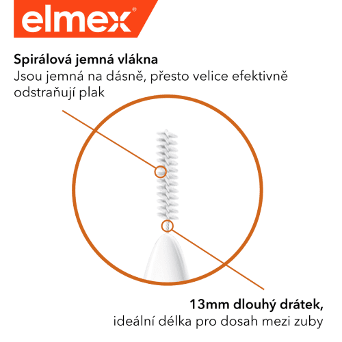 Interdentální kartáček s jemnými vlákny pro účinné čištění mezizubních prostor.